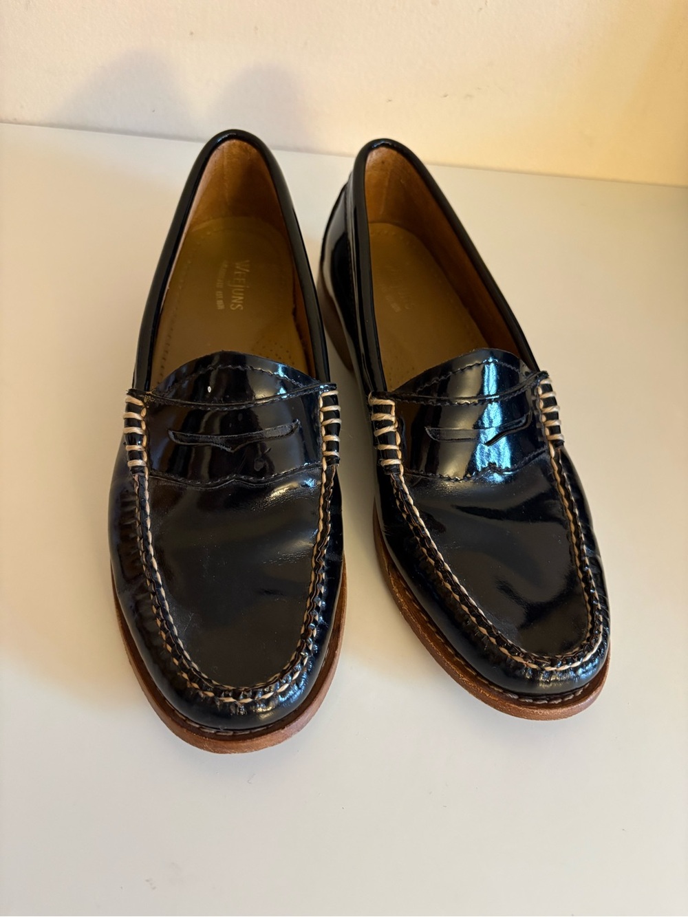 Weejuns Black Patent Leather Penny Loafers 7